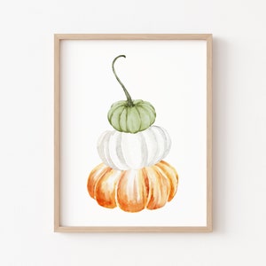 Set of 3 Watercolor Pumpkin Printable, Fall Wall Decor, Autumn Decor, Pumpkin Wall Printable, Thanksgiving Decor, Fall Printable Set of 3 image 3