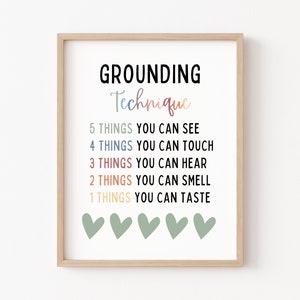 Grounding Technique Exercise Poster 54321 For Anxiety Relief School Counselor Office Classroom Decor Coping Skills Wall Art Mental Health
