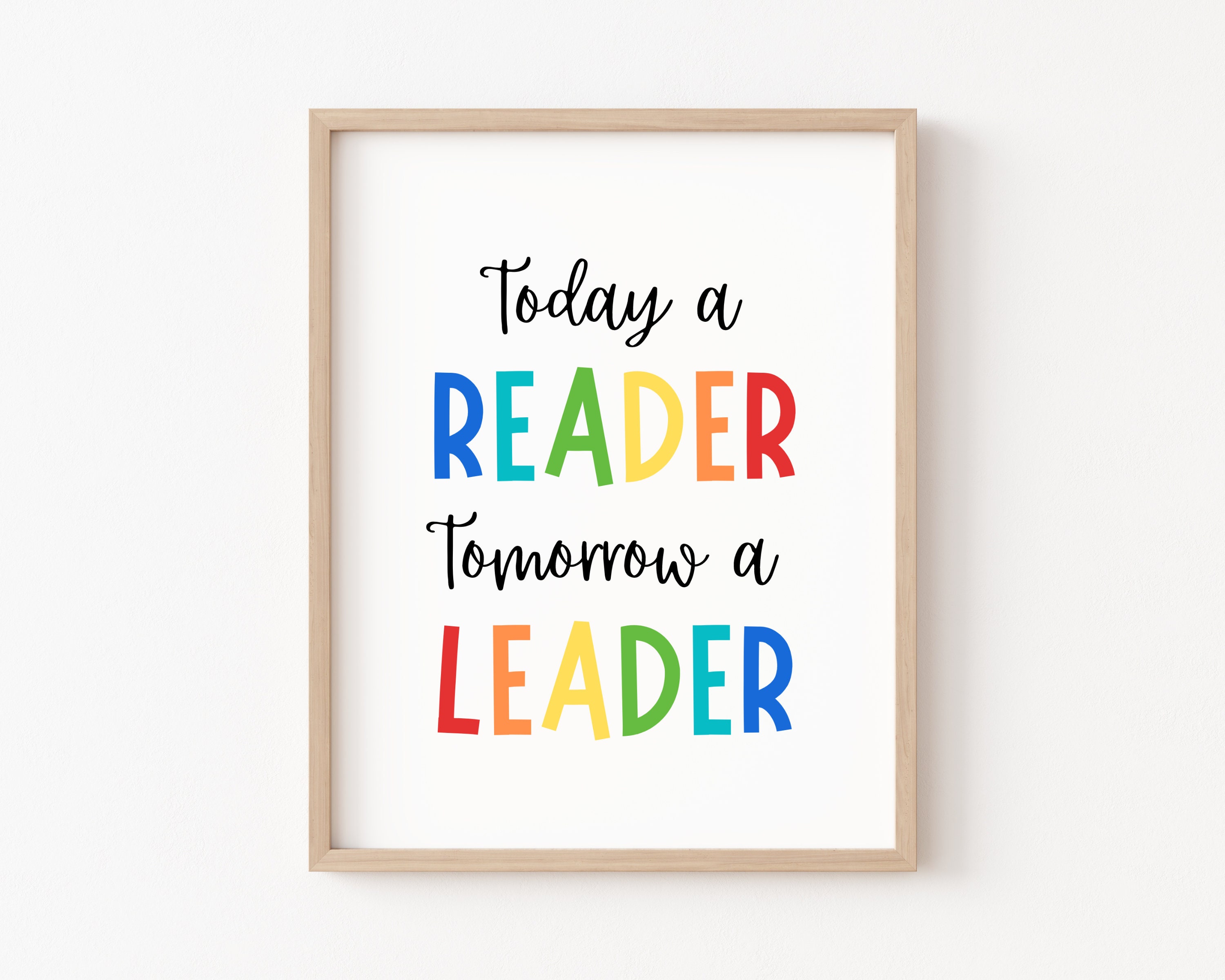 Read Daily. Sign Today A Reader, Rainbow Read Sign, Playroom Classroom Quote, Montessori ...