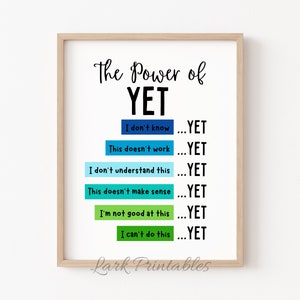 The Power of Yet Poster Therapy Office Decor DBT Poster Classroom Decor Growth Mindset Mental Health Poster School Counselor Power of Now