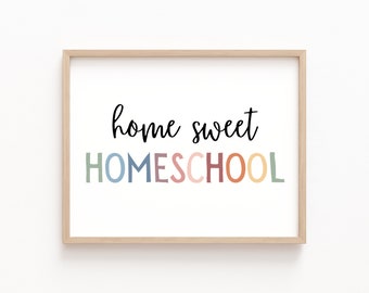 Home Sweet Homeschool Sign, Homeschool Decor, Homeschool Sign, Homeschool Poster, Homeschool Mom, Boho Homeschool Decor, Playroom Wall Decor