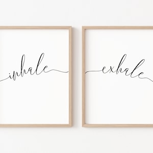 Inhale Exhale Printable Wall Art, Bedroom Wall Art, Set of Two Prints, Inhale Exhale Print, Yoga Poster, Over Bed Decor, Boho Print