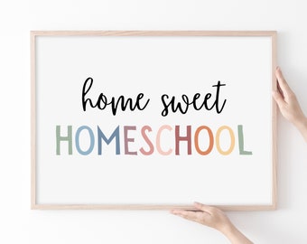 Home Sweet Homeschool Sign, Homeschool Decor, Homeschool Sign, Homeschool Poster, Homeschool Mom, Boho Homeschool Decor, Playroom Wall Decor