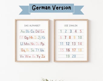 Set of 2 German Handwriting Prints, Homeschool Classroom Decor, Montessori Classroom, German Alphabet, German Classroom Printables