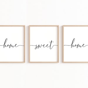 Set of 3 Living Room Prints, Home Sweet Home Sign, Typography Print, New Home Gift, Home Wall Decor, Above Couch Prints, Housewarming Gift image 3