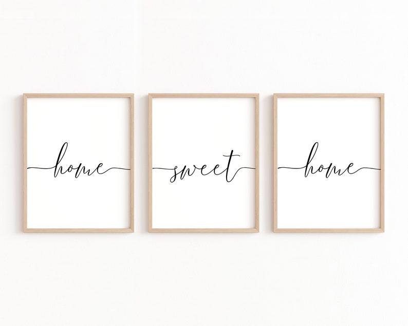 Set of 3 Living Room Prints, Home Sweet Home Sign, Typography Print, New Home Gift, Home Wall Decor, Above Couch Prints, Housewarming Gift image 3