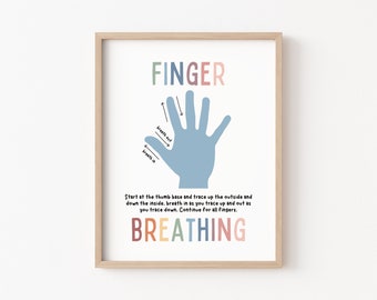 5 Finger Tracing Breathing Exercise, Calming Techniques, Hand Breathing Grounding Technique, Mindfulness Anxiety Coping Skills, Calm Corner