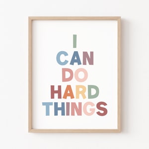 I Can Do Hard Things Poster, Boho Classroom Decor, Kids Affirmations, Positive Classroom Posters, Educational Wall Art, School Counselor