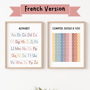 Set di 2 stampe educative francesi, arredamento della classe homeschool, aula Montessori, alfabeto francese, stampabili per aule francesi