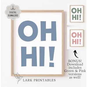 Oh Hi Printable, Trendy Wall Art, Modern Typography Poster, Digital Download, Bold Type Poster, Entryway Wall Sign, House Warming Gifts