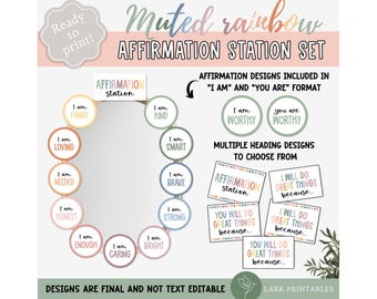 Affirmation Station Printables School Counselor Decor, Positive Messages Mirror Display Classroom Decor Bundle Elementary, Teacher Resources