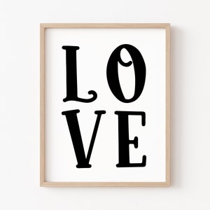 Love Typography Printable Wall Art, Minimalist Valentine Printable Art, Farmhouse Valentine Printables, Valentines Day Printable Wall Art