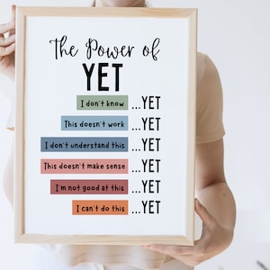 The Power of Yet Poster Therapy Office Decor DBT Poster Boho Classroom Growth Mindset Mental Health Poster School Counselor Power of Now image 4