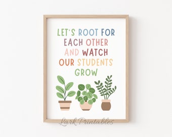 Facciamo il tifo l'uno per l'altro segno, Boho Classroom Decor, Playroom Wall Art, Classroom Poster, Homeschool Decor, Classe inclusiva motivazionale
