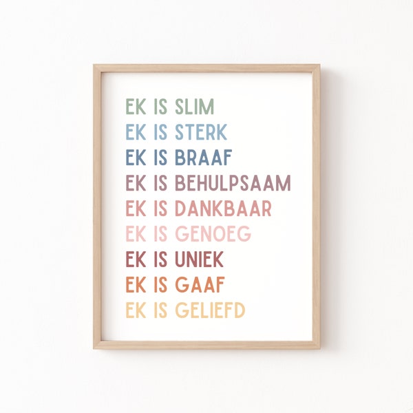 Afrikaans I Am Kind Stampabile, Homeschool Classroom Decor, Montessori Classroom, Bilingual Classroom, Afrikaans Classroom Prints Wall Art