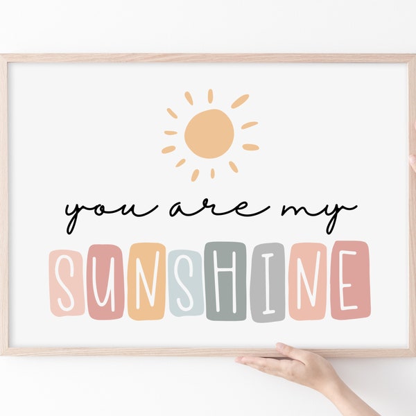 You Are My Sunshine Print, Nursery Wall Art, Boho Nursery, Pastel Playroom, Playroom Printable, Neutral Nursery Decor, You Are My Sunshine