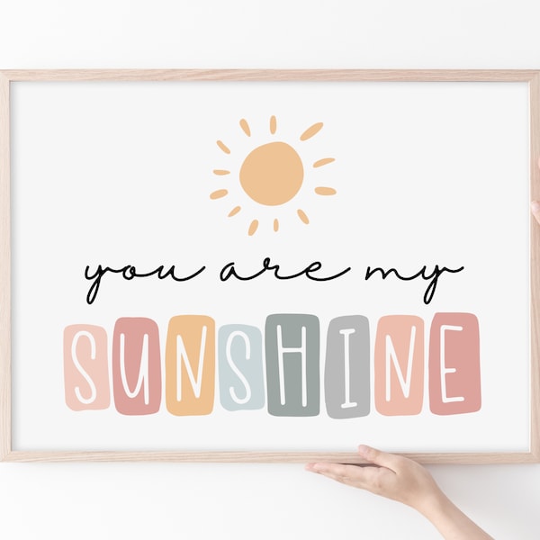 You Are My Sunshine Print, Nursery Wall Art, Boho Nursery, Pastel Playroom, Playroom Printable, Neutral Nursery Decor, You Are My Sunshine