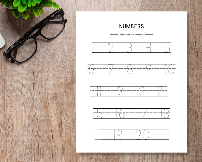 Alphabet Numbers Tracing Page Handwriting Chart Letter Etsy