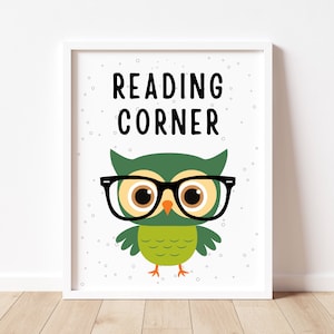 Reading Corner Printable, Classroom Poster, Reading Corner Sign Nook Boho, Owl Printable, Reading Corner Sign, Boho Classroom Decor read