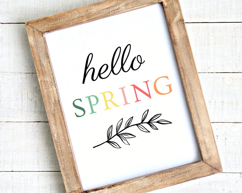 Hello Spring Printable, Printable Wall Art, Hello Spring Sign ...