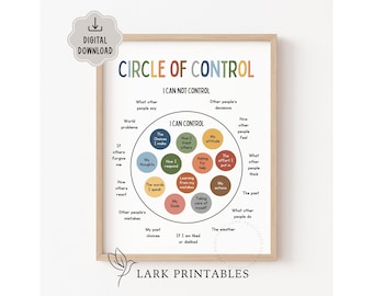 Circle Of Control Printable Poster Office Decor, Mental Health Wall Art Anxiety Therapy Posters, Things I Can Control, High School Counselor