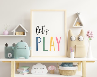Let's Play Sign, Playroom Printable, Let's Play Wall Art, Playroom Poster, Kids Printables, Pastel Playroom, Kids Wall Art, Toddler Wall Art