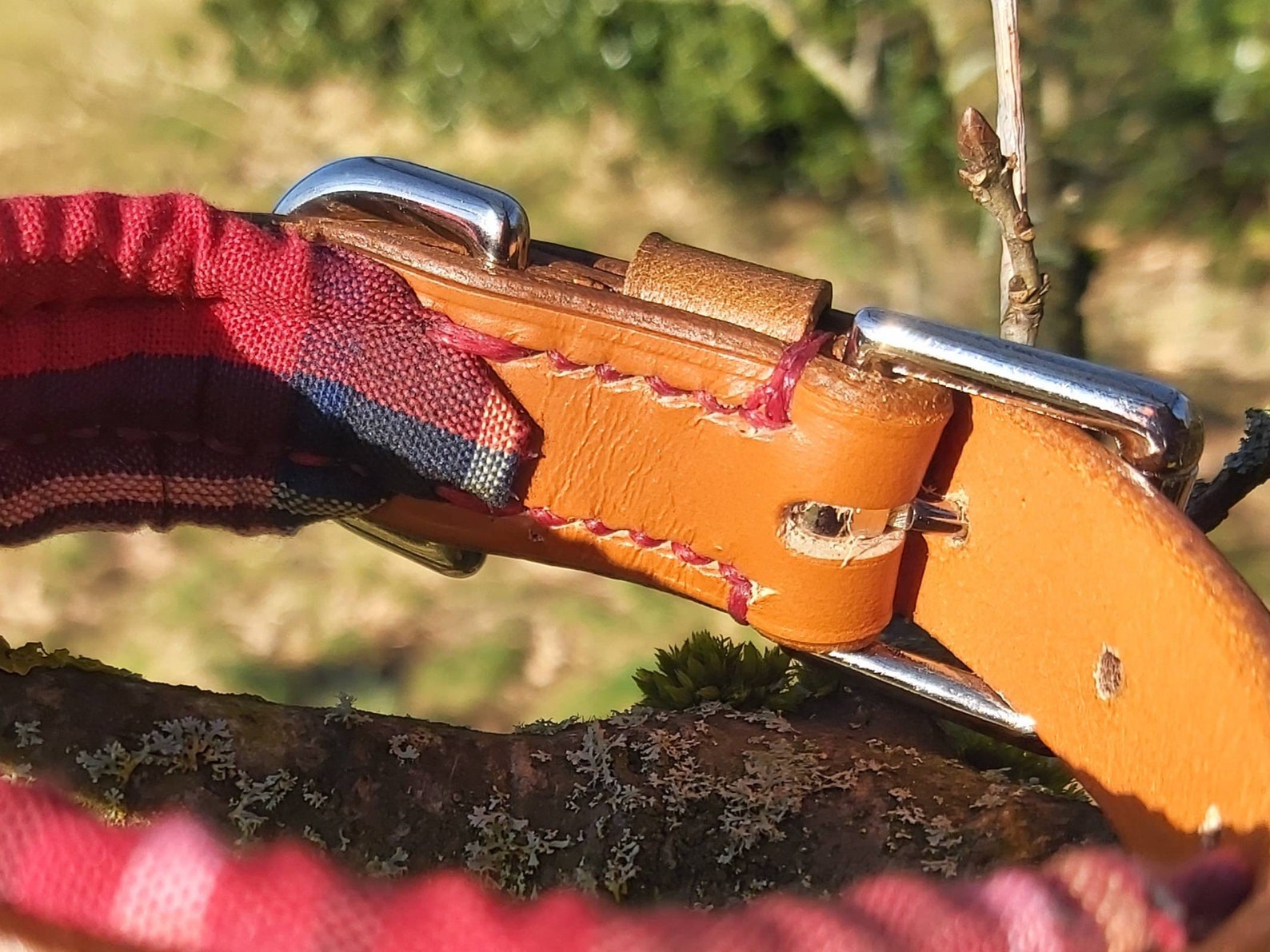 Red Tartan Dog Collar UK High Quality Tan Leather Brown Etsy
