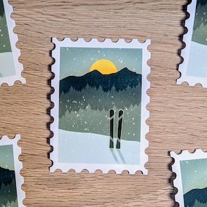 skiing mountain sticker | ski lover sticker | laminated matte vinyl sticker