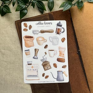 sticker sheet - coffee lovers | for journal, planner, hobonichi, bujo, scrapbook, calendar, handmade, illustration, cafe stickers, barista
