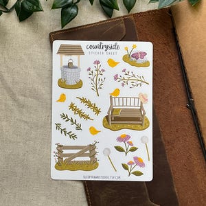 sticker sheet | countryside cottage core stickers for journals planners hobonichi decor stickers cozy stickers for scrapbooking