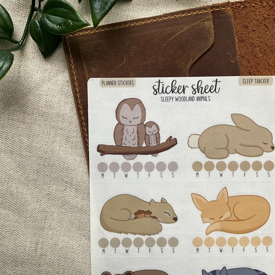 Sleep Pattern Stickers Sleep Tracker Planner Stickers | Sleepy Woodland Animals, Weekly Habit ...
