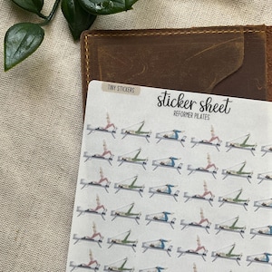 Pegatinas pequeñas / Hoja de pegatinas para pilates reformer / Pegatinas mate transparentes para planificador Hobonichi, diario de ejercicios, calendario minimalista