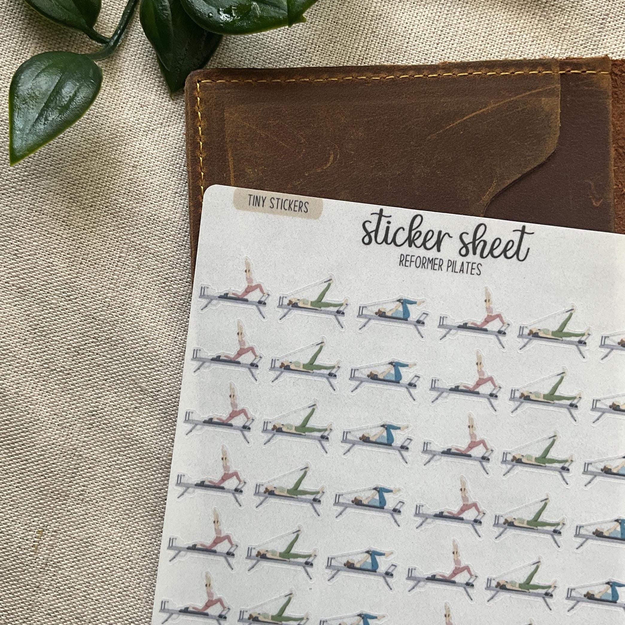 tiny stickers | reformer pilates sticker sheet | transparent matte stickers for hobonichi planner, fitness journal, minimalist calendar