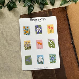feuille d'autocollants | Autocollants floraux pour carnets, hobonichi, autocollants floraux, fleurs sauvages colorées pour scrapbooking