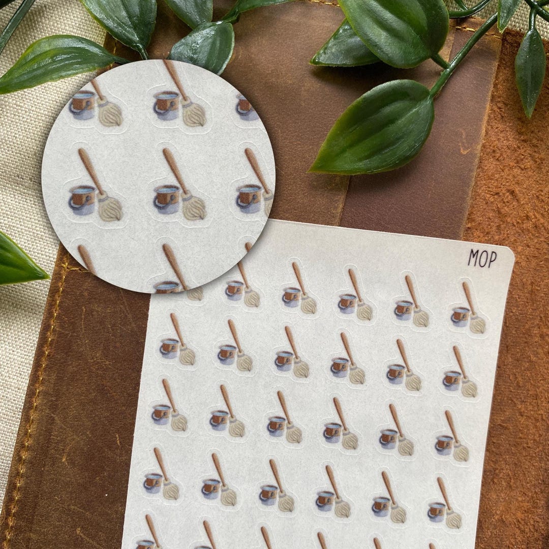 Stickerbucket Mop & Bucket Stickers | Tiny Planner Stickers, Journaling, Chores ...