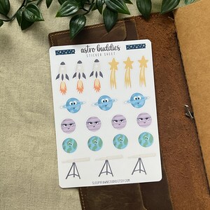 Stickerbogen | Weltraum Aufkleber für Journale und Planer Hobonichi Planeten Aufkleber Sonnensystem Aufkleber Astronomie Schreibwaren