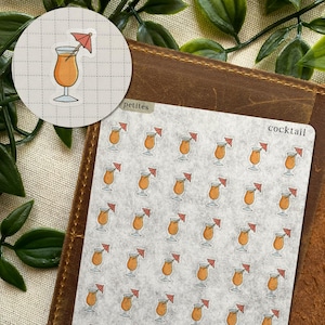 Cocktail Washi Stickers | Tiny Deco Icons for Planner, Journal, Calendar - Summertime, Pool, Beach, Vacation, Party & Celebration