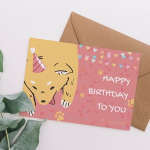 Printable Happy birthday card Dog illustration card Puppy | Etsy