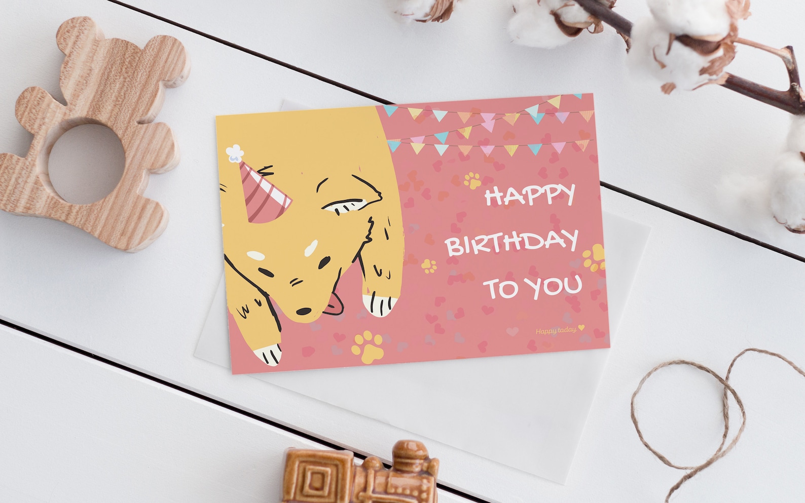 Printable Happy birthday card Dog illustration card Puppy | Etsy