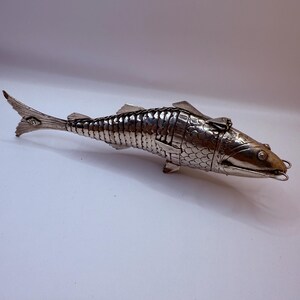 Antique Articulated Silver Fish Figurine-Vintage Jointed Collectible, Handcrafted