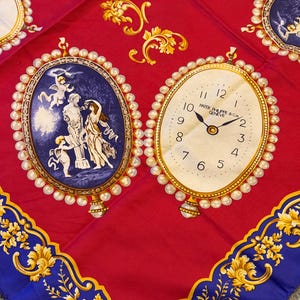 Vintage Silk Patek Philippe Scarf Original RARE Hermes Made %100 Silk