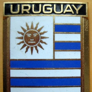Abzeichen Uruguay Südamerika Auto Auto NOS 1950er Jahre Original aus Emaille von Drago für Automobil Kühler Grill