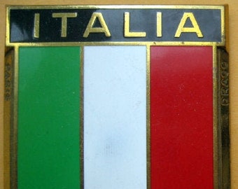 Badge Italia Italy Italian 070 auto car NOS 1950s original made of enamel by Drago for automobile radiator grille