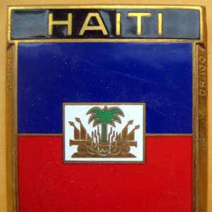 Abzeichen Haiti Ayiti Auto Auto NOS 1950er Jahre original aus Emaille von Drago für Automobil Kühler Grill