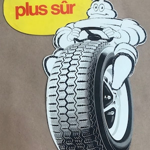 Neumático Michelin "Plus Sure" Cartel Bibendum de cartón duro de 2 caras