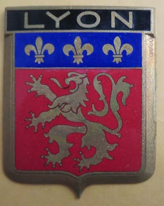Badge Lyon France French Auto Car NOS 1950s Original Made of