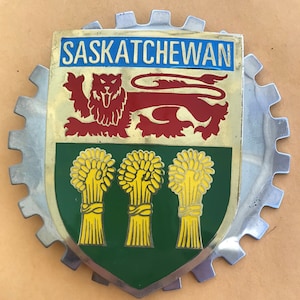 Odznaka samochodowa auto samochód Kanada Kanadyjski Saskatchewan grill odznaka B Wykonana z metalu, emalii i farby