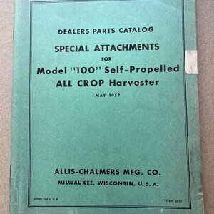 Catálogo de peças para concessionárias Allis-Chalmers MFG - Implementos especiais para colheitadeiras