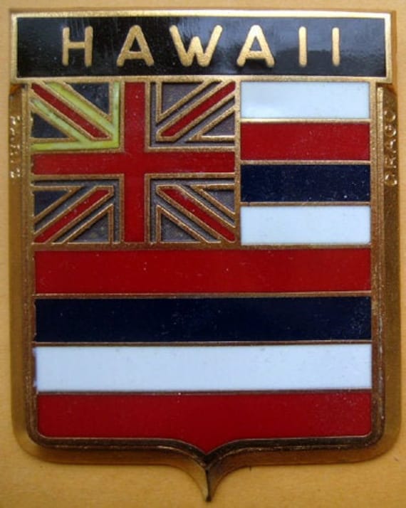Badge Hawaii USA State America American Auto Car NOS 1950s