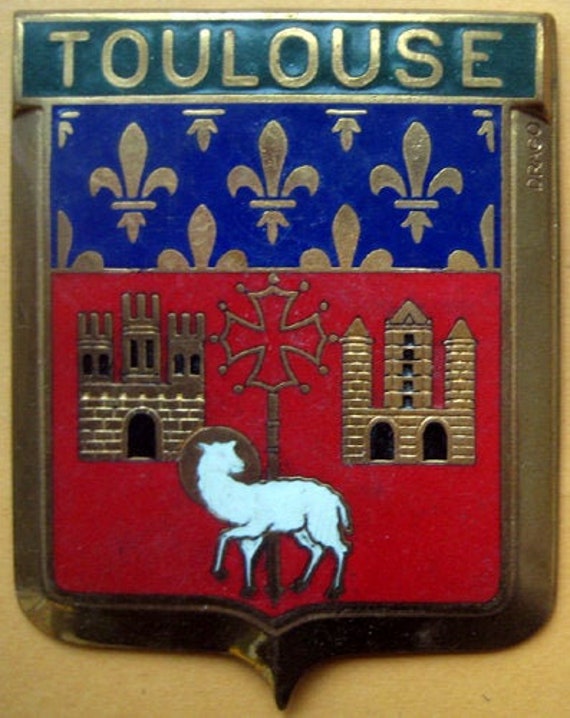 フランス　DRAGO製　オートモービル　ビンテージバッジ Badge Toulouse France French Auto Car NOS 1950s Original Made of